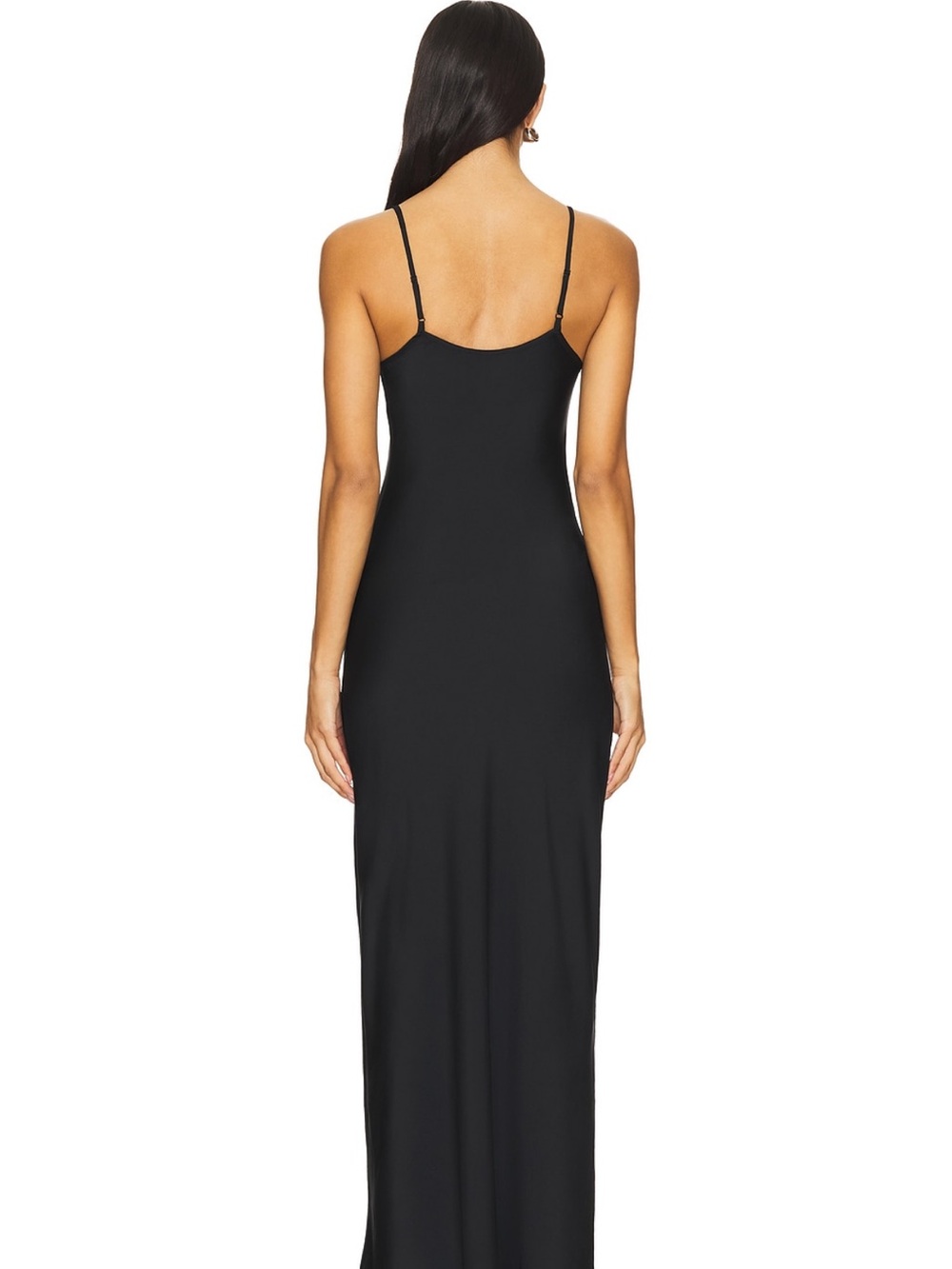 Revolve AllSaints Black Slip Silky Maxi Dress with Thin Cami Straps - Size 4 - Picture 3 of 3